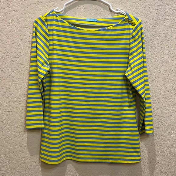 J MC LAUGHLIN STRIPED 3/4 SLEEVE TOP MULTICOLOR MEDIUM. - Picture 4 of 11
